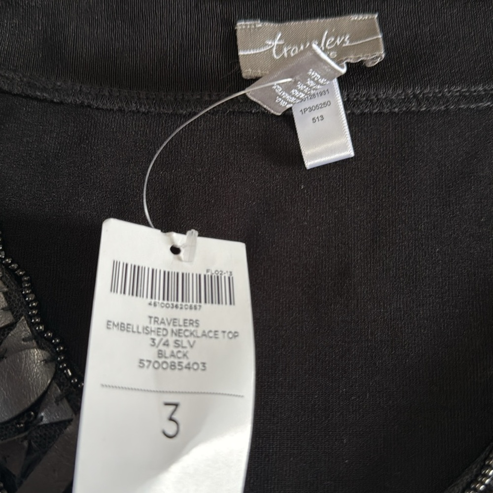Chico’s NWT Travelers collection black beaded tunic in size 16 (3) - Picture 8 of 8
